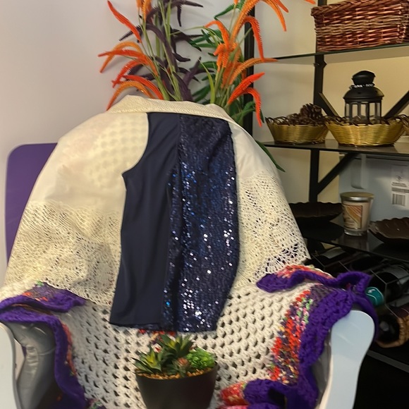 Navy Blue sequin top for plus size 16to18 XL - Picture 2 of 4